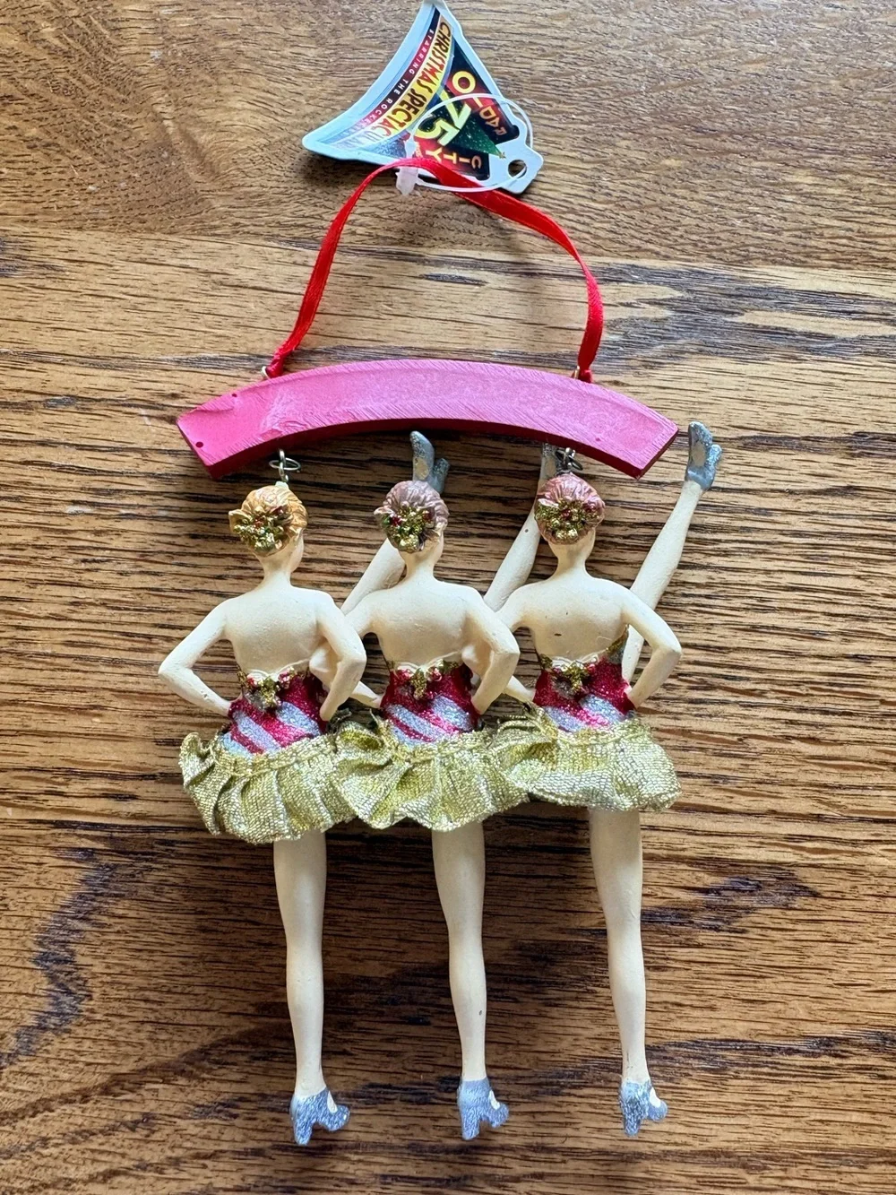 2007 3 Kicking Candy Cane Radio City Rockettes Christmas Ornament- 75th Ann.